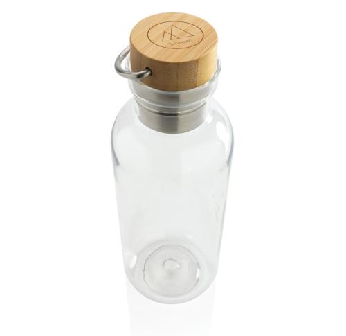 Branded Recycled Eco GRS Bottles With Bamboo Lid And Handle Clear