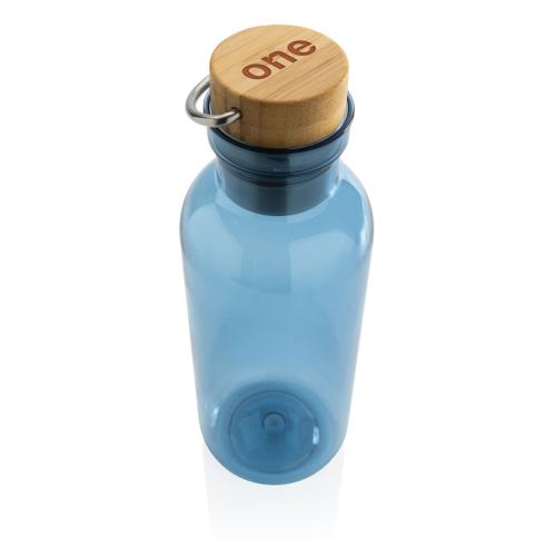 Printed Recycled GRS Eco Blue Sea Bottles With Bamboo Lid And Handle