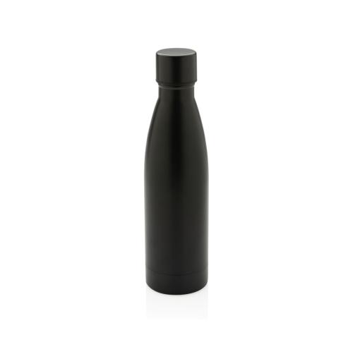 Branded RCS Certified Recycled Stainless Steel Solid Vacuum Bottle - Black
