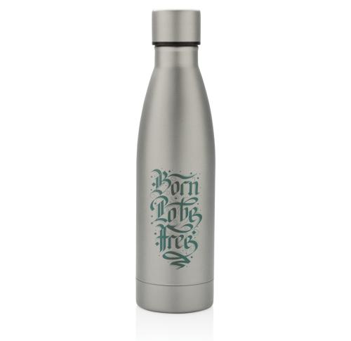 Printed Eco RCS Recycled Stainless Steel Solid Vacuum Bottle - Silver