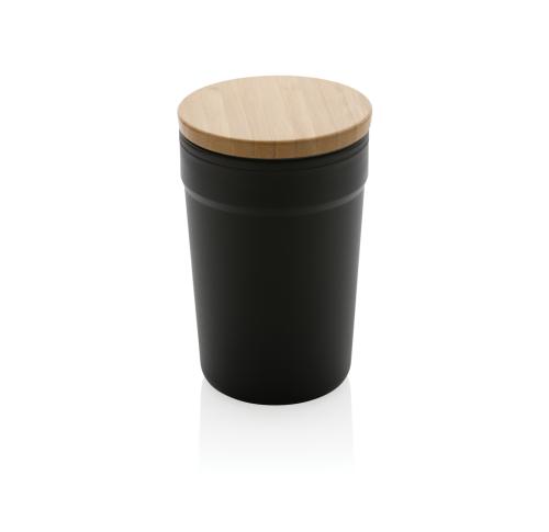 Eco Recycled Coffee Mug With Bamboo Lid GRS RPP Black 300ml
