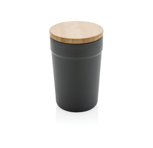 Branded Recycled  Mug With Bamboo Lid Grey 300ml 