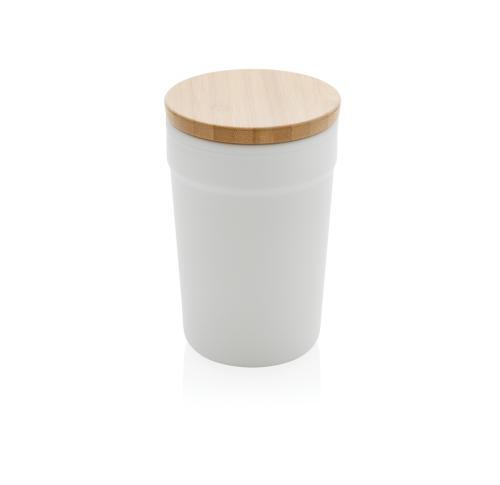 Recycled Coffee Mug With Bamboo Lid White GRS RPP