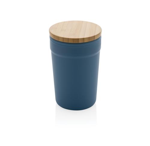 Custom Eco Coffee Mug 300ml With Bamboo Lid GRS RPP Blue