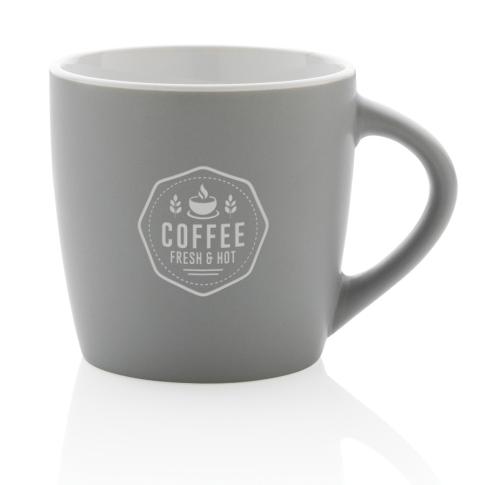 Ceramic Coffee Mugs  With Coloured Inner 300ml Grey / White