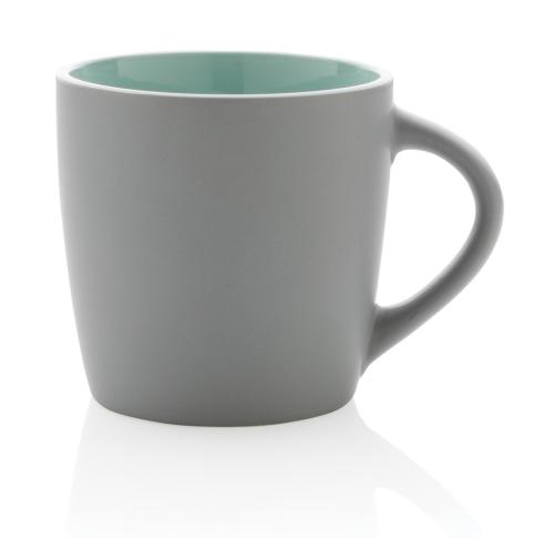 Promotional Ceramic Mugs With Coloured Inner Dishwasher Safe 300ml Green / Grey