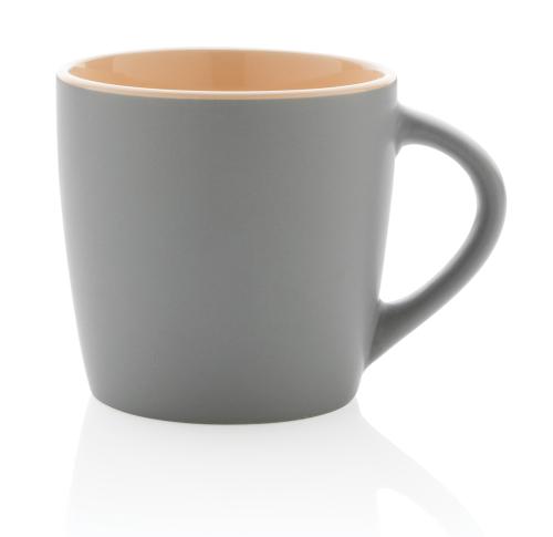 Promotional Ceramic Mug With Coloured Inner - Grey / Brown