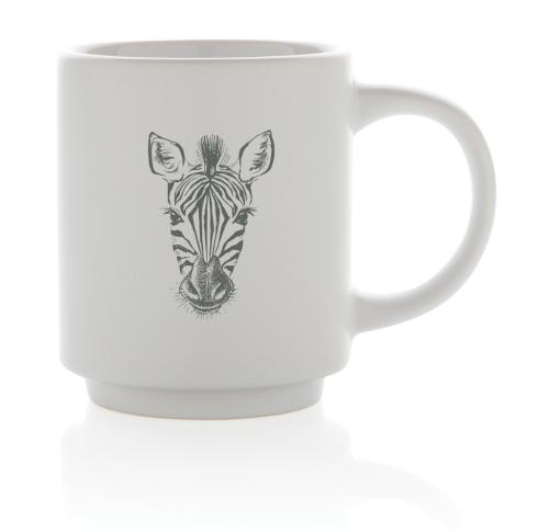 Custom Printed Ceramic Stackable Mugs White Dishwasher Safe 180ml