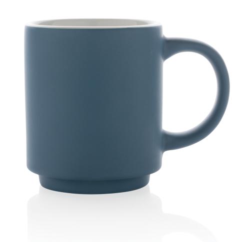 Custom Printed Ceramic Stackable Mugs Blue 180ml Dishwasher Safe