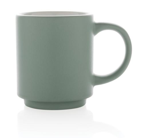 Promotional Logo Ceramic Stackable Mugs Green 180ml Dishwasher Safe