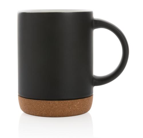 Promotional Logo Ceramic Matt Mug With Cork Base 280ml Black