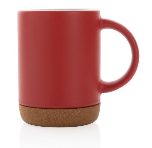 Promotional Ceramic Mug With Cork Base 280ml - Red