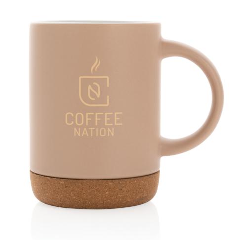 Ceramic Mug With Cork Base 280ml Custom Logo Beige