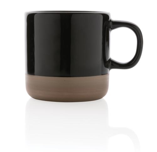 Glazed Ceramic Mugs Natural Base 260ml  Black 