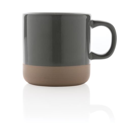 Custom Printed Glazed Ceramic Coffee Mugs Natural Base 360ml Grey