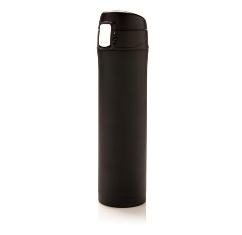 Custom Printed Easy Lock Vacuum Flask RCS Recyled-steel 450ml Black