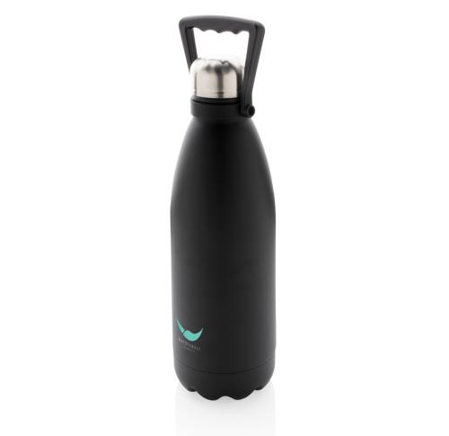 Printed Logo RCS Recycled Stainless Steel Large Vacuum Bottle 1.5L - Black