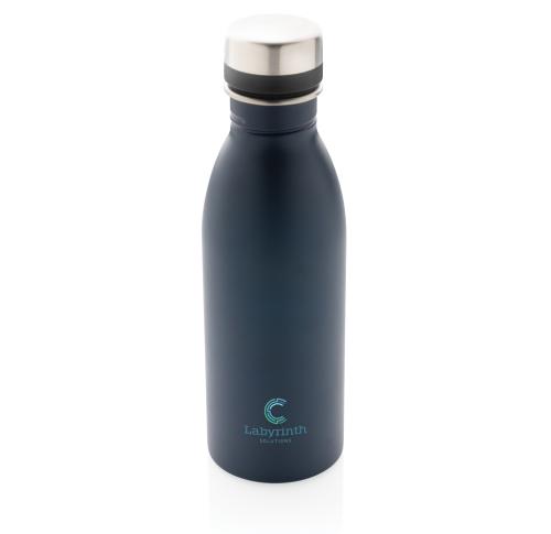 Printed Recycled Stainless Steel Deluxe Metal Water Bottle 500ml Black