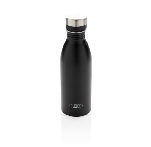 Printed Recycled Stainless Steel Deluxe Metal Water Bottle 500ml Black