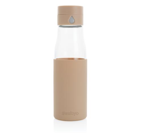 Ukiyo Glass Hydration Water Tracking Bottle With Sleeve