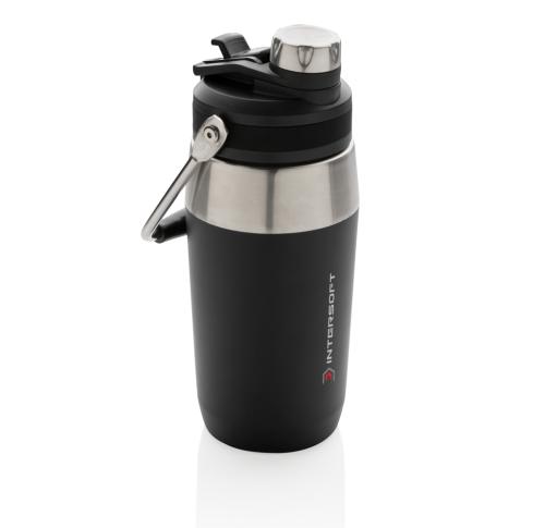 Printed Vacuum Stainless Steel Dual Function Lid Bottles 500ml Black