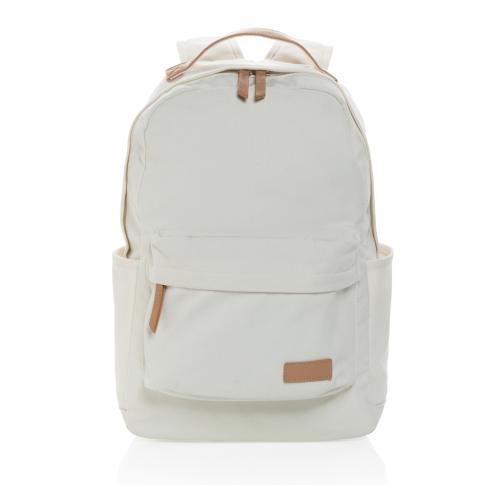 Branded Recycled Canvas Backpacks Cream Impact AWARE™ 16 Oz. 
