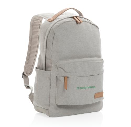 Printed Logo Recycled Canvas Backpacks Grey Impact AWARE™ 16 Oz. 