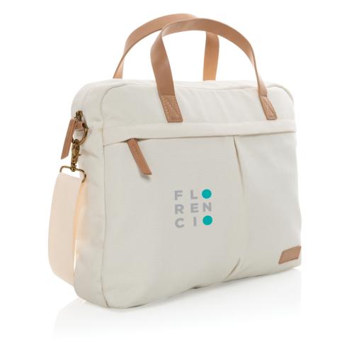 Promotional Printed Recycled Canvas Laptop Bags Cream Impact AWARE™ 16 Oz. 