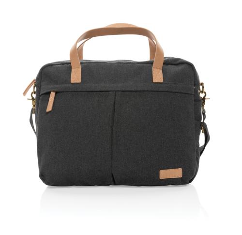 Printed Recycled Canvas Laptop Bags Black Impact AWARE™ 16 Oz. 