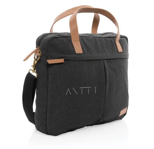 Printed Recycled Canvas Laptop Bags Black Impact AWARE™ 16 Oz. 