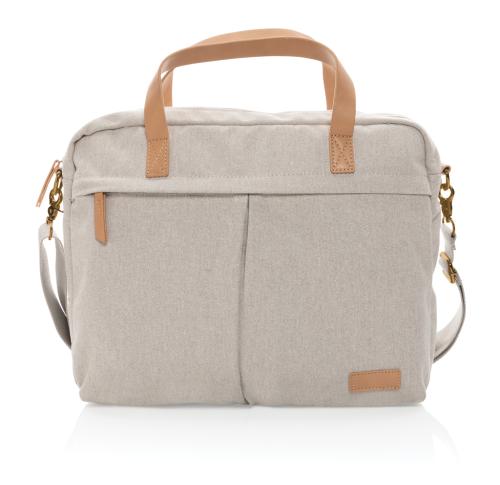 Printed Logo Recycled Canvas Laptop Bags Grey Impact AWARE™ 16 Oz. 