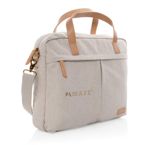 Printed Logo Recycled Canvas Laptop Bags Grey Impact AWARE™ 16 Oz. 