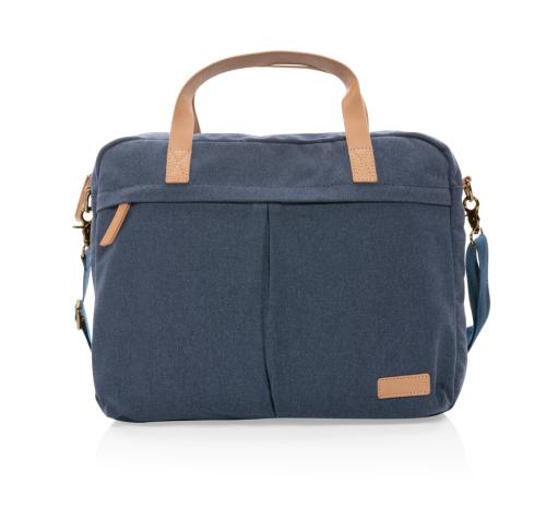 Custom Logo Recycled Canvas Laptop Bags Blue Impact AWARE™ 16 Oz. 