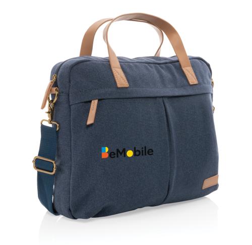 Custom Logo Recycled Canvas Laptop Bags Blue Impact AWARE™ 16 Oz. 