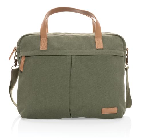 Luxury Printed Recycled Canvas Laptop Bag Khaki Green Impact AWARE™ 16 Oz. 