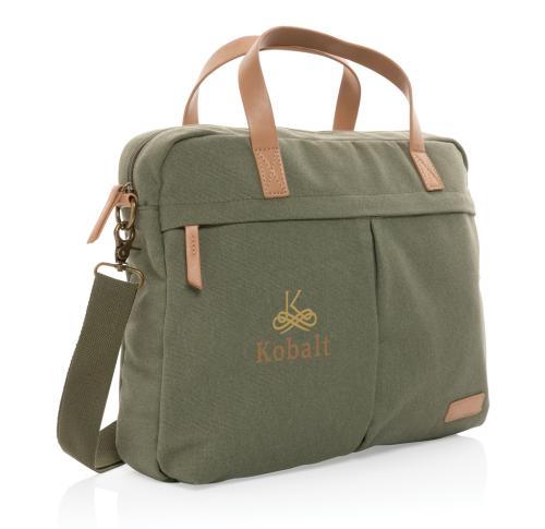 Luxury Printed Recycled Canvas Laptop Bag Khaki Green Impact AWARE™ 16 Oz. 
