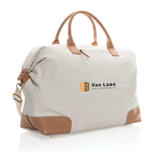 Recycled Canvas Large Weekend Bag Impact AWARE™ 16 Oz Off White