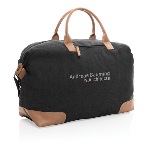 Braqnded Recycled Canvas Large Weekend Bags Impact AWARE™ 16 Oz. Black
