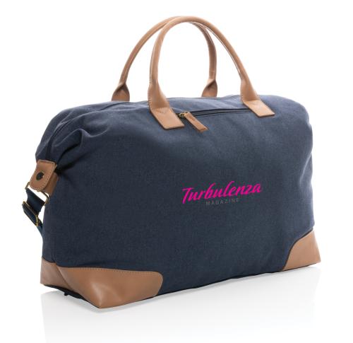 . Recycled Canvas Large Weekend Bag Impact AWARE™ 16 Oz Blue