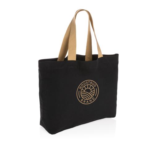 Printed Eco Recycled Canvas Large Tote Bags Black Undyed Impact Aware™ 240 Gsm 