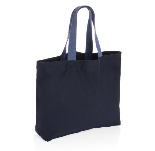 Printed  Recycled Canvas Large Tote Bags Navy Blue  Impact Aware™ 240 Gsm 
