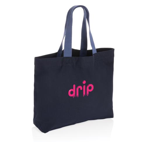 Printed  Recycled Canvas Large Tote Bags Navy Blue  Impact Aware™ 240 Gsm 