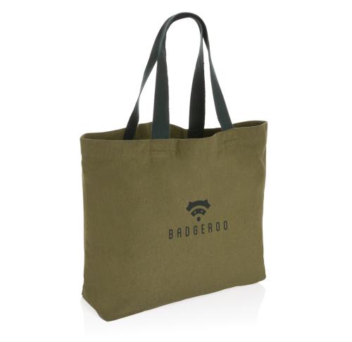 Printed Recycled Canvas Large Tote Shopping Bags Undyed Impact Aware™ 240 Gsm Green