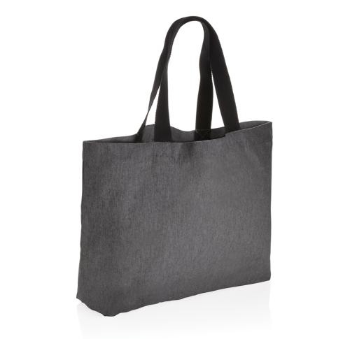 Branded Recycled  Canvas Large Tote Undyed Impact Aware™ Anthracite 240 Gsm
