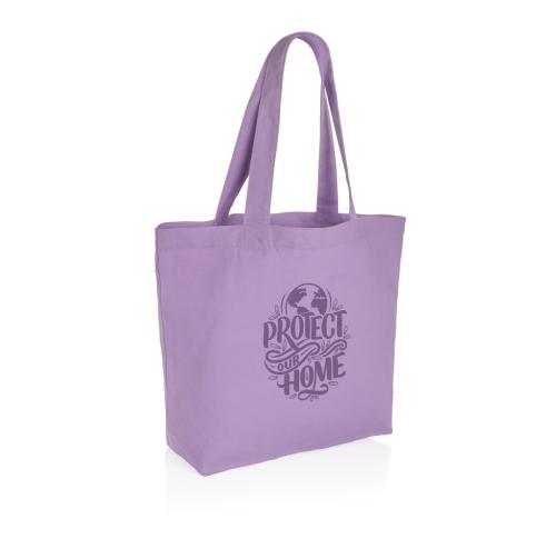 Printed 240 Gsm Recycledcanvas Shopper W/pocket Impact Aware™ - Purple