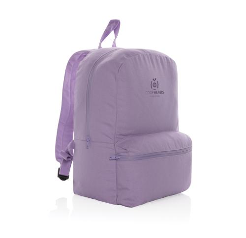 Logo Printed Recycled Canvas Backpacks -  Impact Aware™ 285 Gsm - Purple