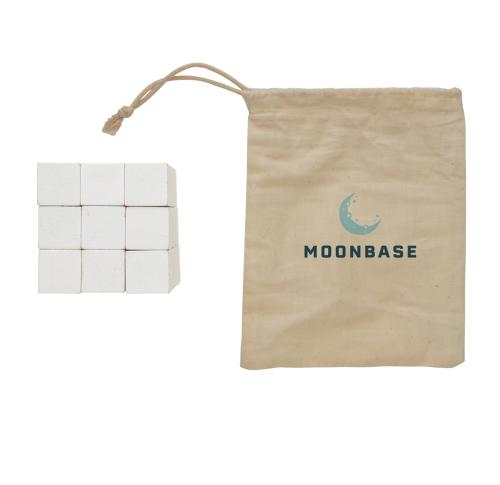 Wooden brain game in canvas pouch