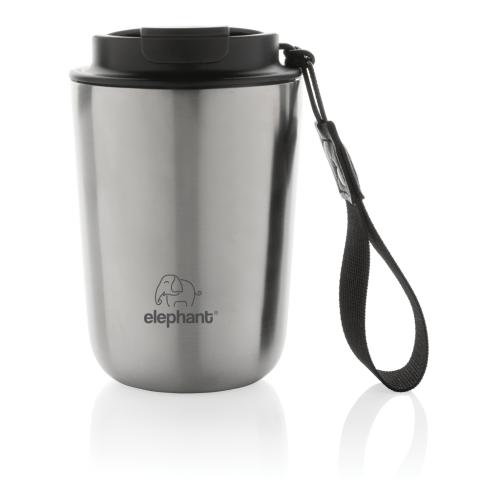 Branded Cuppa RCS re-steel vacuum tumbler with lanyard Silver