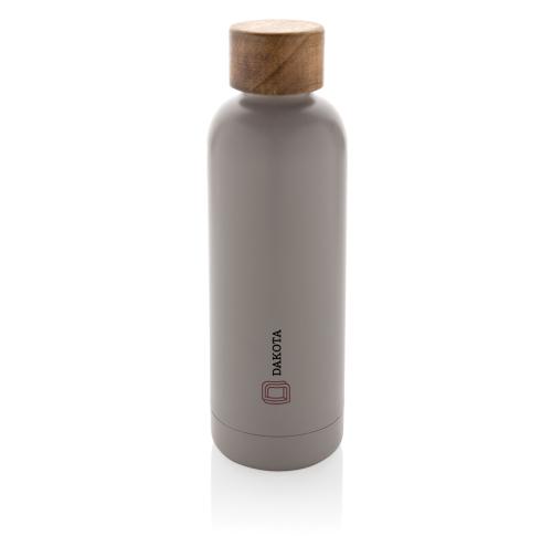 Wood RCS certified recycled stainless steel vacuum bottle Grey