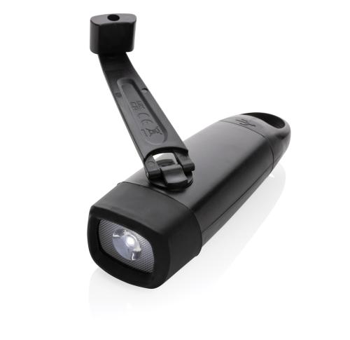 Branded Lightwave RCS rplastic USB-rechargeable torch with crank